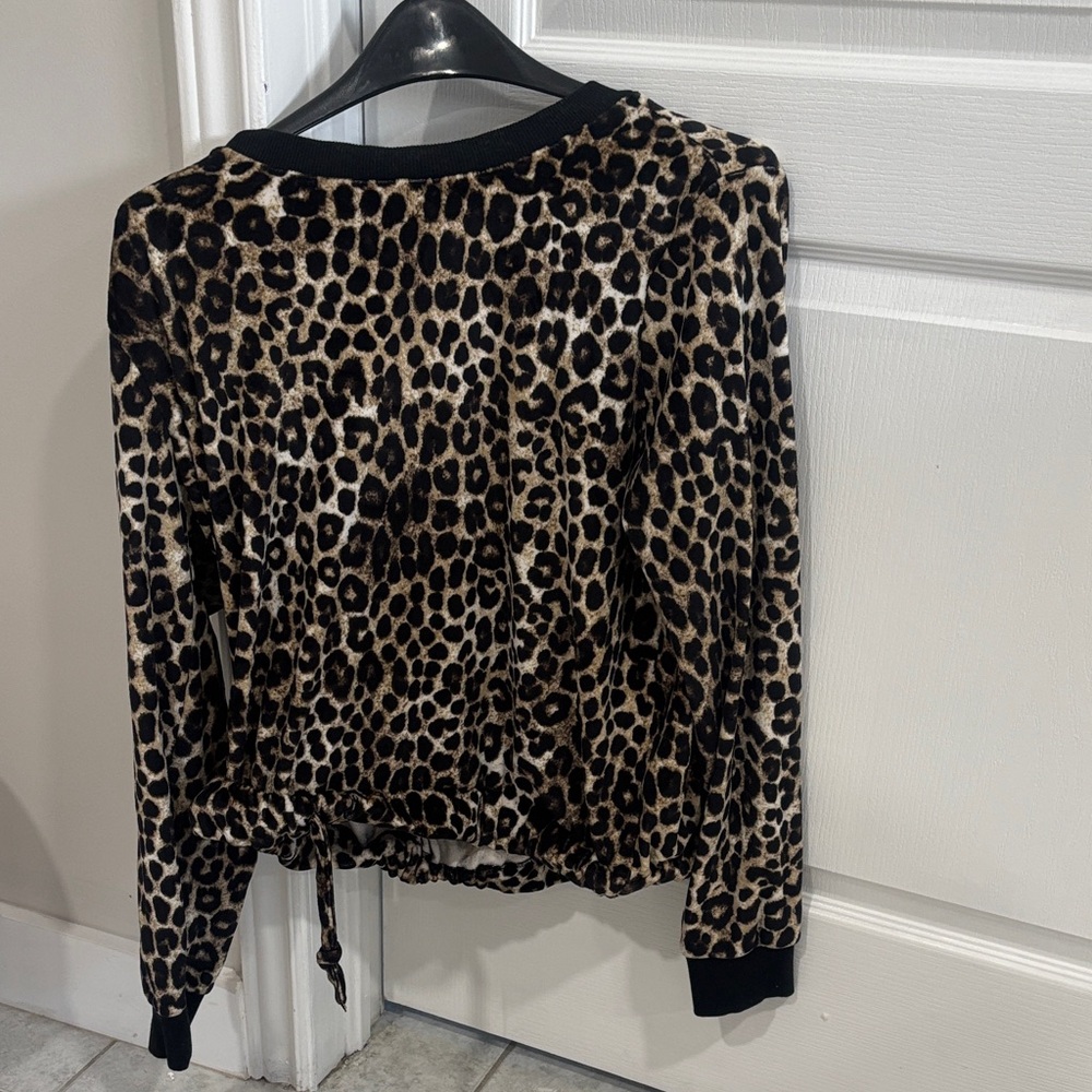 Leopard Print Long Sleeve Velvet Top
